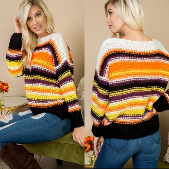 BOGO FREE! Gorgeous striped thick knit sweater - Picture 3 of 8
